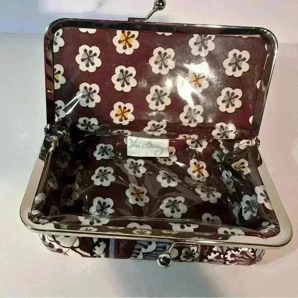Vera Bradley State Blooms Cosmetic Makeup Bag Case Retired Kisslock - Picture 2 of 11
